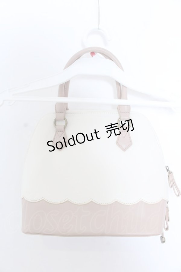 画像2: 【SALE】axes femme / ポーチ付スカラップブガッティバッグ  ピンク×キナリ O-25-04-02-003-AX-BG-OW-ZTK020 (2)