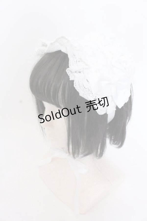 画像1: ATELIER PIERROT / Lace-up Frill Headdress  ホワイト O-25-04-02-075-EL-AC-IG-OS (1)