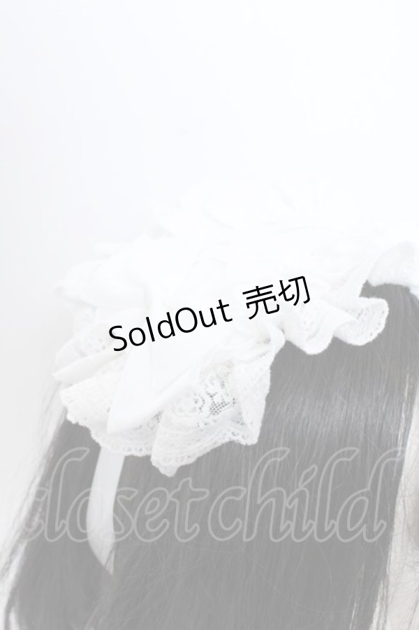 画像2: ATELIER PIERROT / Lace-up Frill Headdress  ホワイト O-25-04-02-075-EL-AC-IG-OS (2)