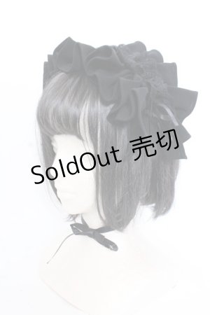 画像: MARBLE / ボリュームフリル＆レースヘッドドレス  ブラック O-25-04-02-080-GO-AC-IG-OS