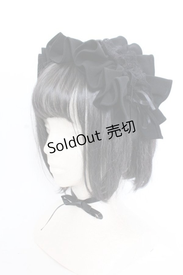 画像1: MARBLE / ボリュームフリル＆レースヘッドドレス  ブラック O-25-04-02-080-GO-AC-IG-OS (1)
