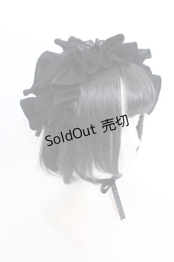 画像2: MARBLE / ボリュームフリル＆レースヘッドドレス  ブラック O-25-04-02-080-GO-AC-IG-OS (2)