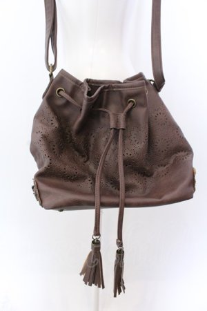 画像: axes femme / パンチング巾着バッグ  ブラウン O-25-04-02-007-AX-BG-OW-OS
