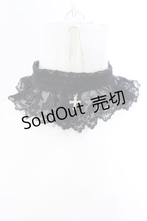 画像: ATELIER PIERROT / 十字架レースチョーカー  ブラック O-25-04-02-019-EL-AC-OW-OS