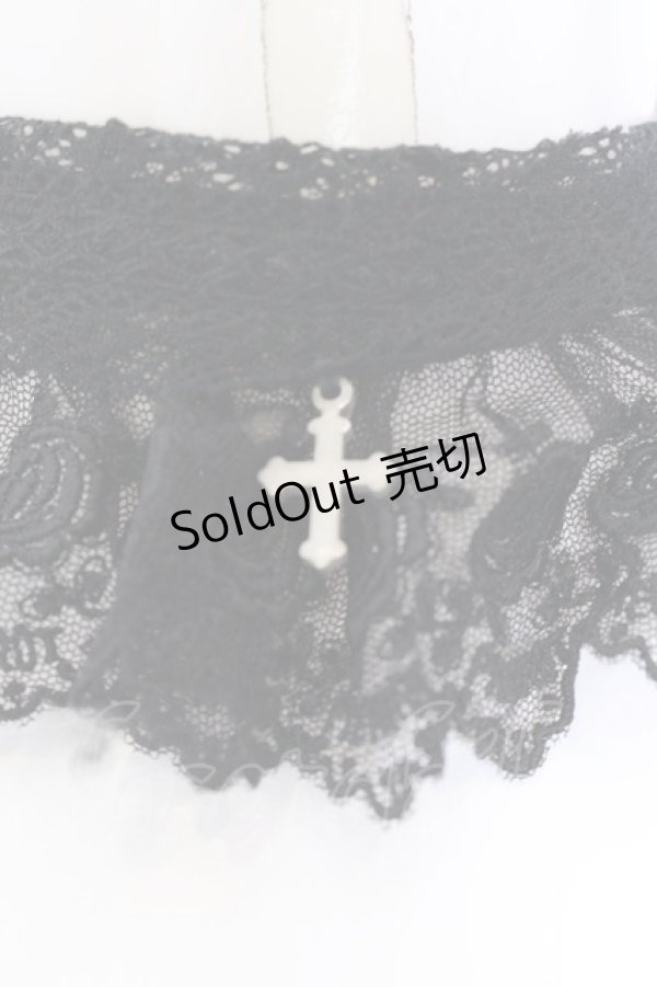画像2: ATELIER PIERROT / 十字架レースチョーカー  ブラック O-25-04-02-019-EL-AC-OW-OS (2)