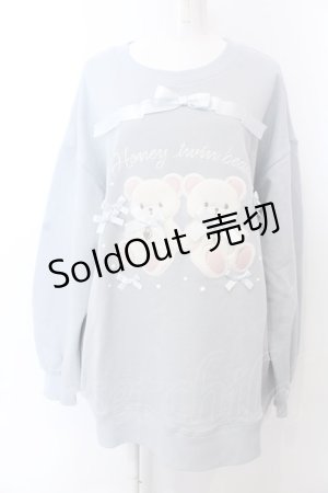 画像: Honey Cinnamon / Honey Twin Bear リボンスウェット F サックス O-25-04-04-040-LO-TO-OW-OS