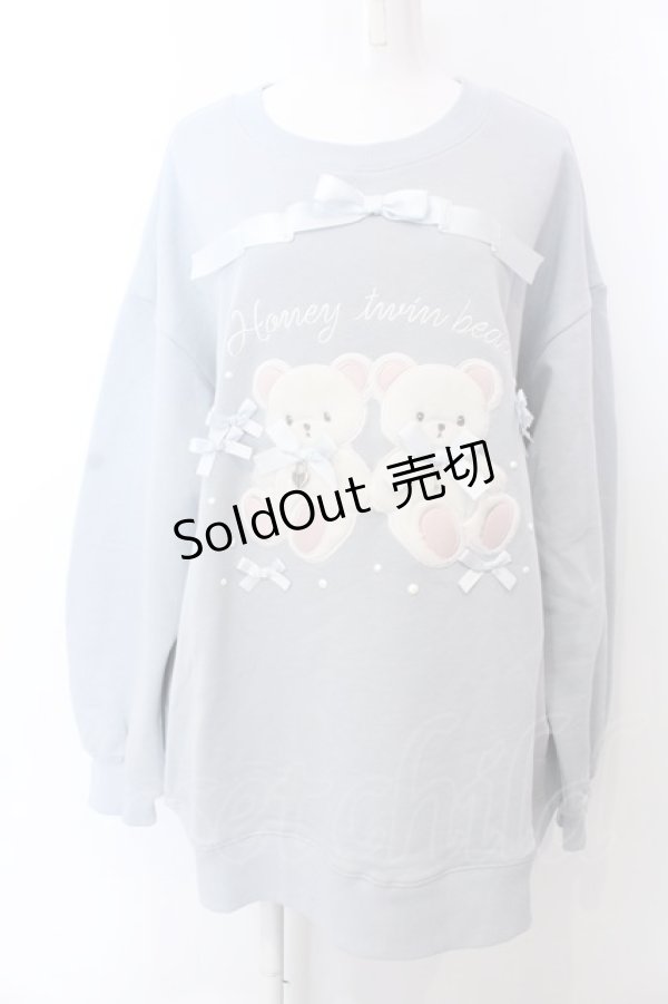 画像1: Honey Cinnamon / Honey Twin Bear リボンスウェット F サックス O-25-04-04-040-LO-TO-OW-OS (1)