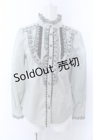 画像: axes femme / 綿ドビー刺繍フリルブラウス M グリーン系 O-25-04-04-046-AX-BL-OW-OS