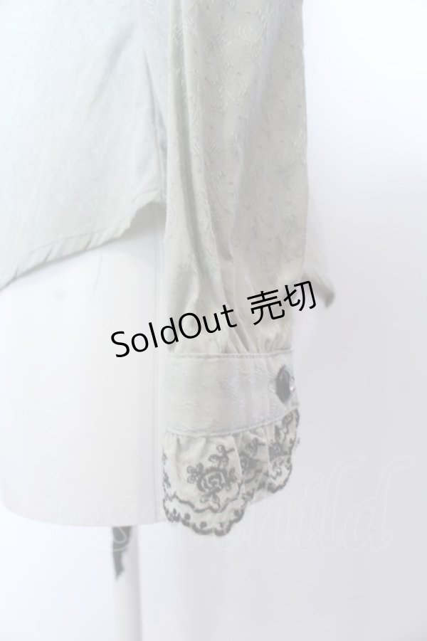 画像2: axes femme / 綿ドビー刺繍フリルブラウス M グリーン系 O-25-04-04-046-AX-BL-OW-OS (2)