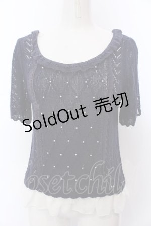画像: axes femme / プチバラ使い透かし編みニット M ネイビー O-25-04-04-047-AX-TO-OW-OS