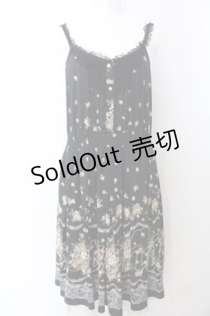 画像: axes femme / レースパネルブーケ花柄ワンピース M クロ O-25-04-04-057-AX-OP-OW-OS