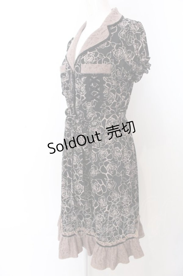 画像2: axes femme / 薔薇柄ワンピース M クロ O-25-04-04-060-AX-OP-OW-OS (2)