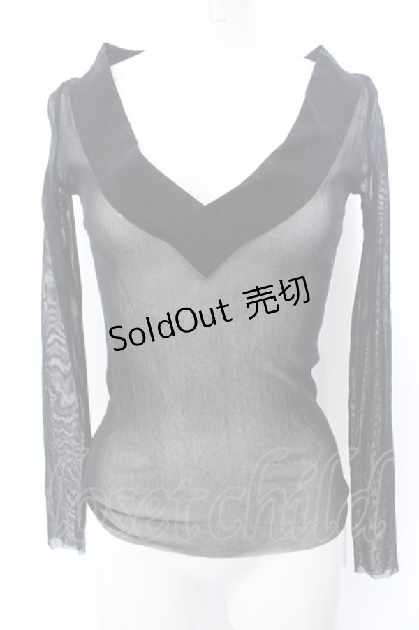 画像1: Jean Paul GAULTIER　FEMME / パワーネットVネックトップス 40 ブラック O-25-04-04-066-GO-TO-OW-OS (1)