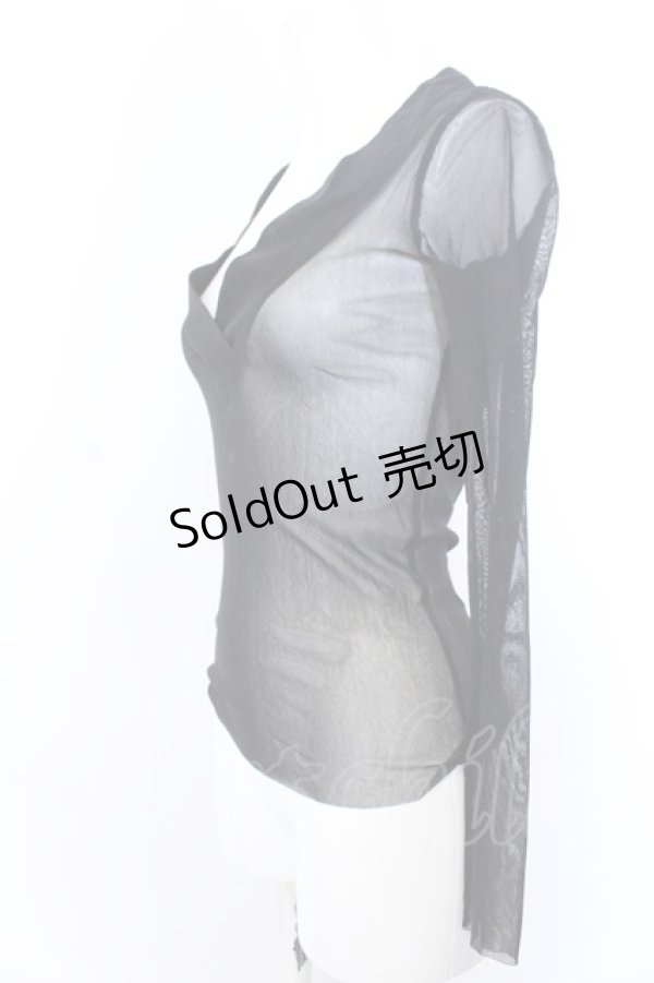 画像2: Jean Paul GAULTIER　FEMME / パワーネットVネックトップス 40 ブラック O-25-04-04-066-GO-TO-OW-OS (2)