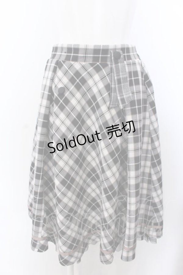 画像1: axes femme POETIQUE / チェックタックデザインスカート M クロ O-25-04-04-079-AX-SK-OW-OS (1)