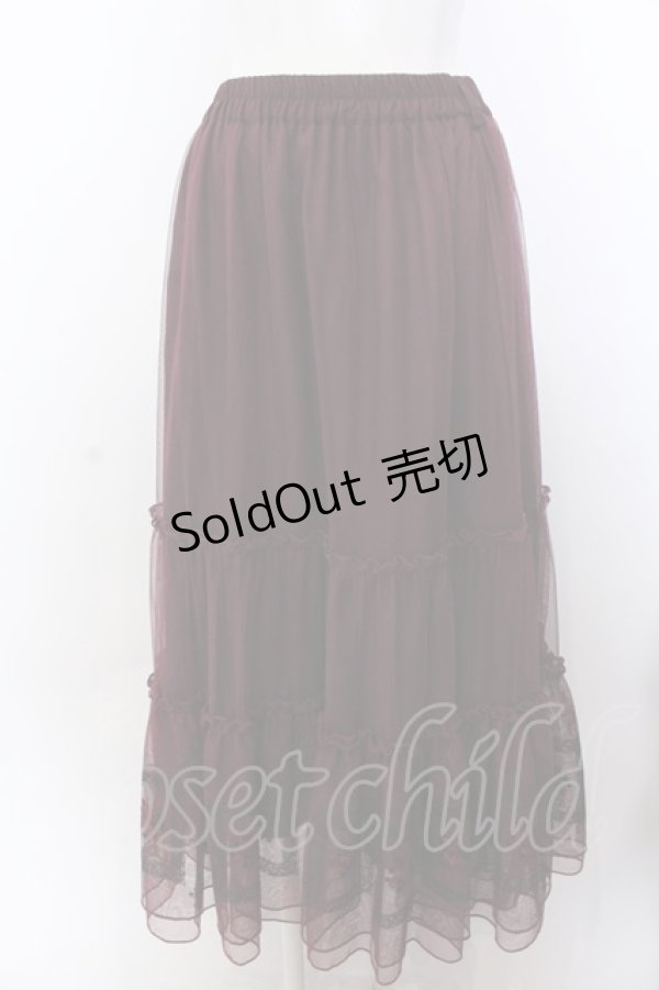 画像1: axes femme / 額縁刺繍チュールスカート F ワイン O-25-04-04-082-AX-SK-OW-OS (1)