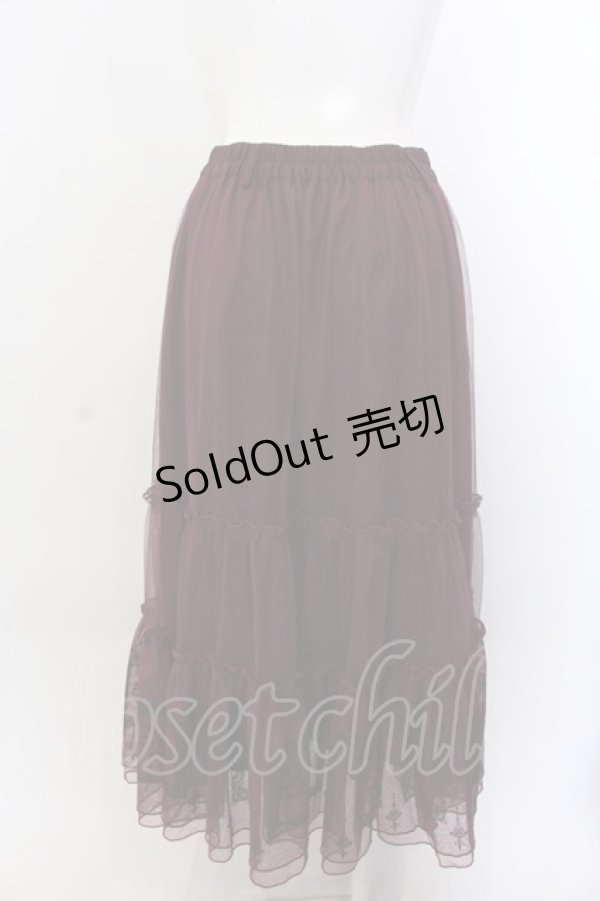 画像3: axes femme / 額縁刺繍チュールスカート F ワイン O-25-04-04-082-AX-SK-OW-OS (3)
