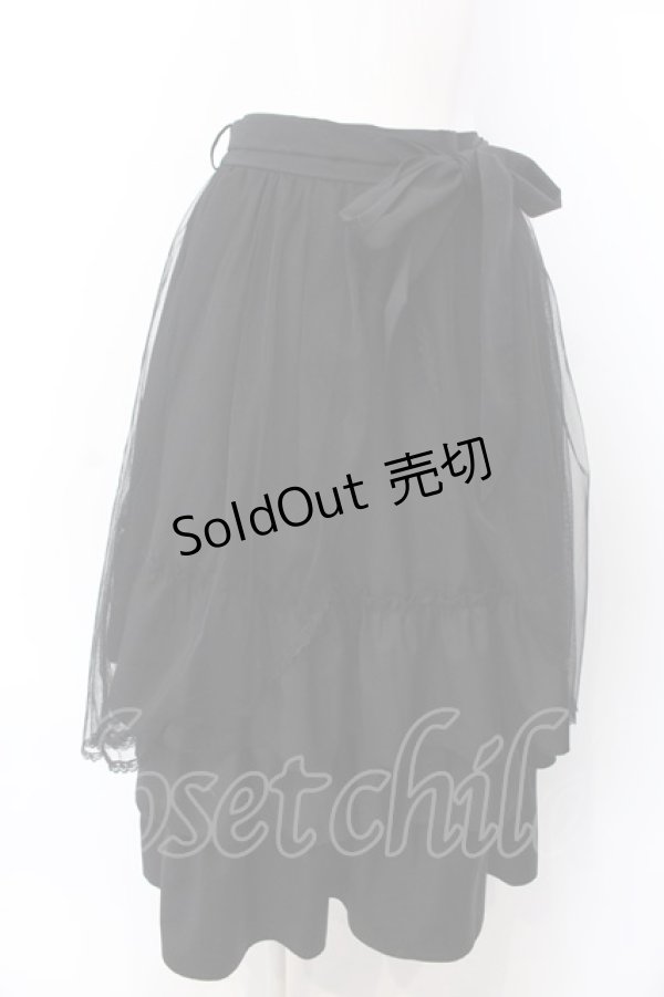 画像1: axes femme / チュール×ティアードスカート F クロ O-25-04-04-083-AX-SK-OW-OS (1)