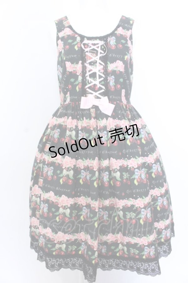 画像1: LIEF / Cherry blossomジャンパースカート L〜XL クロ O-25-04-04-101-LO-OP-OW-OS (1)