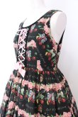 画像2: LIEF / Cherry blossomジャンパースカート L〜XL クロ O-25-04-04-101-LO-OP-OW-OS (2)