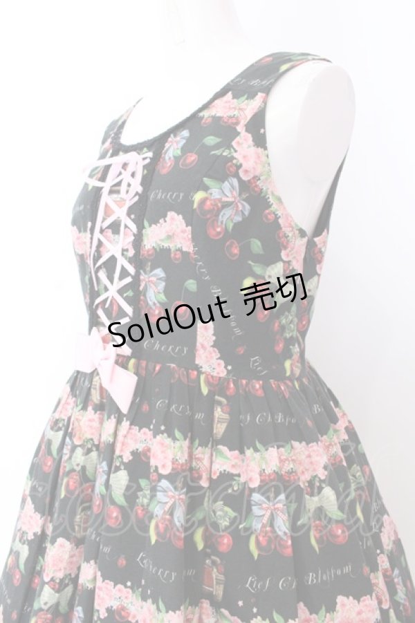 画像2: LIEF / Cherry blossomジャンパースカート L〜XL クロ O-25-04-04-101-LO-OP-OW-OS (2)