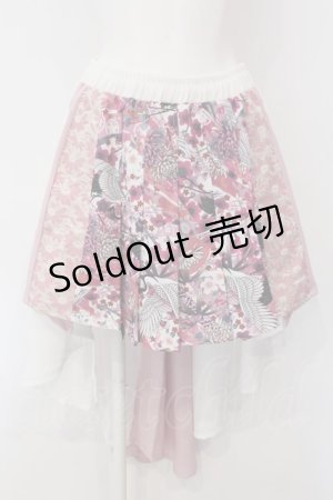 画像: Qutie Frash / 和柄プリーツスカート  ピンク O-25-04-05-029-QU-SK-OW-OS