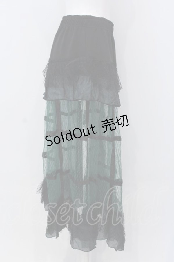 画像3: Qutie Frash / メッシュロングスカート  グリーン O-25-04-05-032-QU-SK-YM-ZI (3)