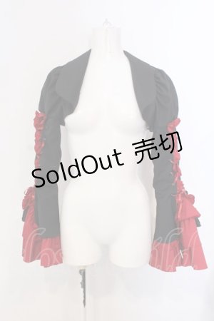 画像: MARBLE / 編み上げボリュームフリルショートジャケット  ブラック×レッド O-25-04-05-037-GO-JA-OW-OS