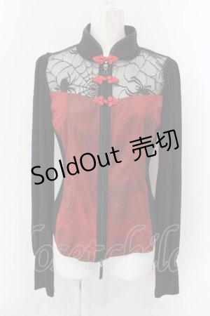 画像: Qutie Frash / アメQ・アルマジ店限定チャイナブラウス  レッド×ブラック O-25-04-05-005-QU-BL-OW-OS