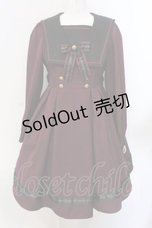 画像: Amavel / Message Ribbon スクエアセーラーワンピース F ワイン O-25-04-05-049-CA-OP-OW-OS