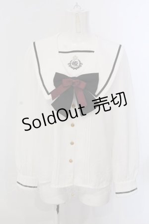 画像: Amavel / Histoire Emblemセーラーブラウス F シロ×クロリボン O-25-04-05-054-CA-BL-OW-OS