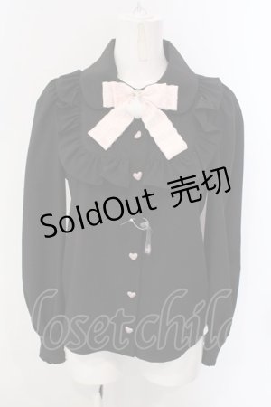 画像: Ank Rouge / ハートボタンヨークフリルブラウス M クロ O-25-04-05-057-CA-BL-OW-OS