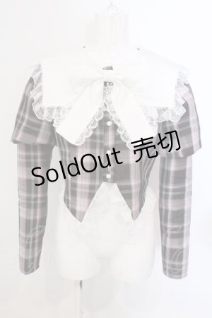 画像: Ank Rouge / チェックプリンセススリーブトップス  ピンク×シロ×ブラウン O-25-04-05-059-CA-TO-IG-OS