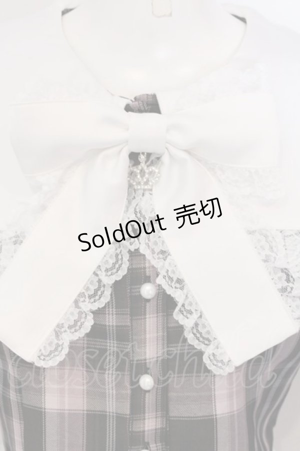 画像2: Ank Rouge / チェックプリンセススリーブトップス  ピンク×シロ×ブラウン O-25-04-05-059-CA-TO-IG-OS (2)