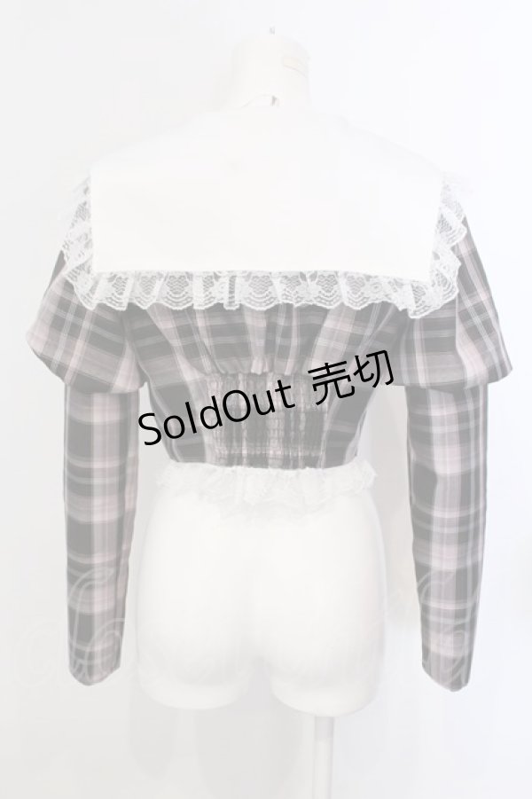 画像4: Ank Rouge / チェックプリンセススリーブトップス  ピンク×シロ×ブラウン O-25-04-05-059-CA-TO-IG-OS (4)