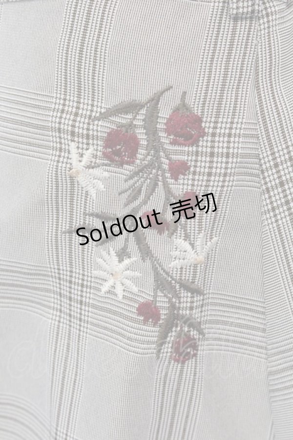 画像2: axes femme / 花刺繍チェック柄スカート  ブラウン O-25-04-05-062-AX-SK-IG-OS (2)