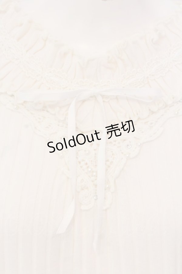 画像2: axes femme / 胸元メローフリルレースカットソー長袖 M オフシロ O-25-04-05-063-AX-TO-IG-OS (2)