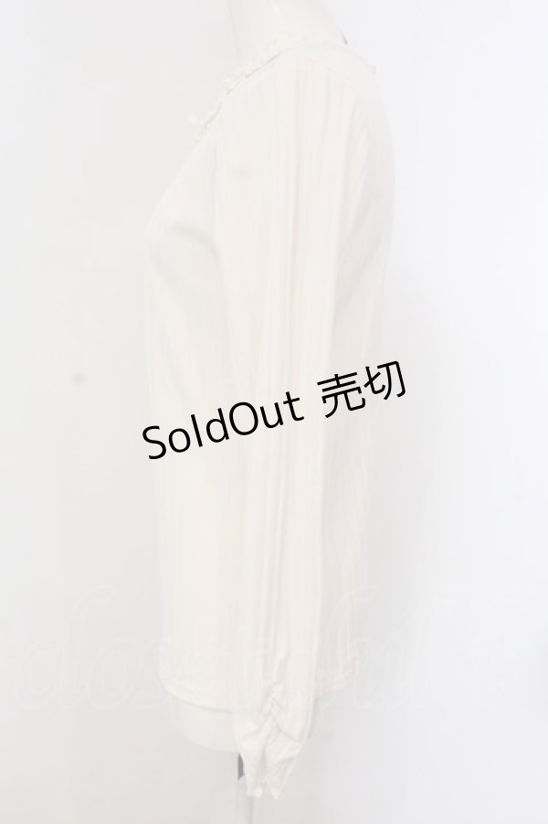 画像3: axes femme / 胸元メローフリルレースカットソー長袖 M オフシロ O-25-04-05-063-AX-TO-IG-OS (3)