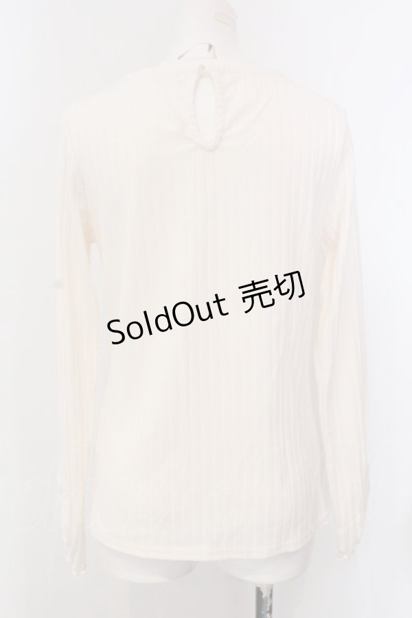 画像4: axes femme / 胸元メローフリルレースカットソー長袖 M オフシロ O-25-04-05-063-AX-TO-IG-OS (4)