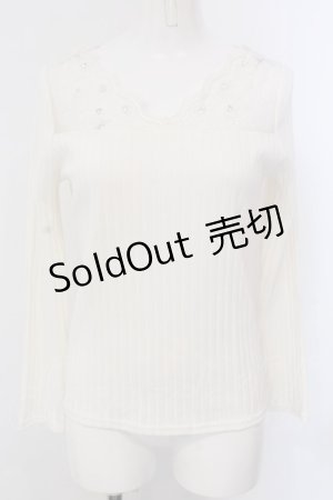 画像: axes femme / 繊細レース長袖インナー M オフシロ O-25-04-05-064-AX-TO-IG-OS