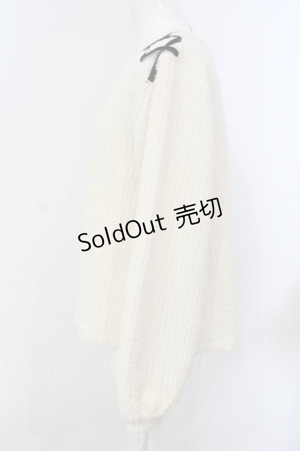 画像2: axes femme / 肩ファーレースアッププルオーバー M オフシロ O-25-04-05-065-AX-TO-IG-OS (2)