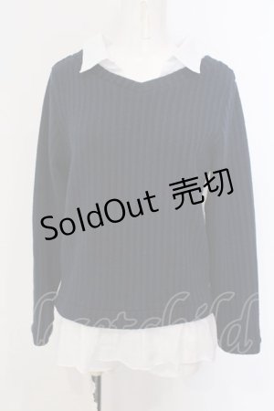 画像: axes femme / シャツレイヤード風プルオーバー  ネイビー O-25-04-05-067-AX-TO-IG-OS