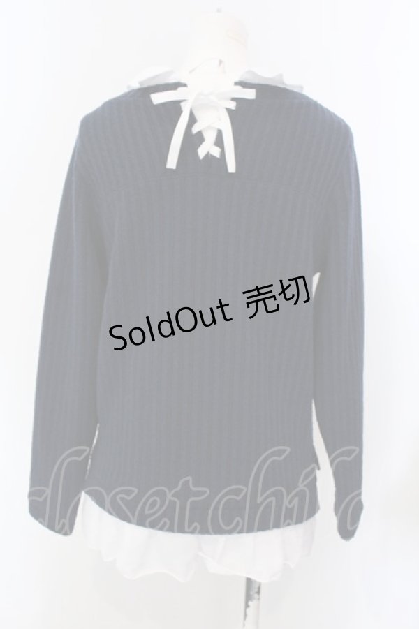 画像2: axes femme / シャツレイヤード風プルオーバー  ネイビー O-25-04-05-067-AX-TO-IG-OS (2)