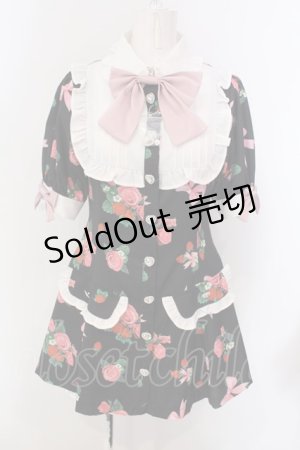 画像: Ank Rouge / ストロベリーローズプリントセットアップ M クロ O-25-04-05-073-CA-OP-OW-OS