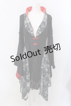 画像: Qutie Frash / アシメ着物カーデ  ブラック×グリーン O-25-04-05-008-QU-TO-OW-OS