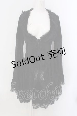 画像: Qutie Frash / 蜘蛛の巣レース姫袖ロングカーディガン  ブラック O-25-04-05-011-QU-TO-OW-OS