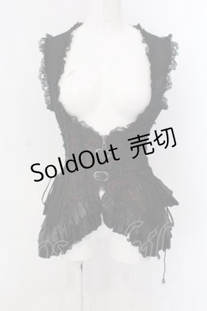 画像: Qutie Frash / ジャガードコルセットベスト  ブラックｘレッド O-25-04-05-016-QU-TO-YM-OS