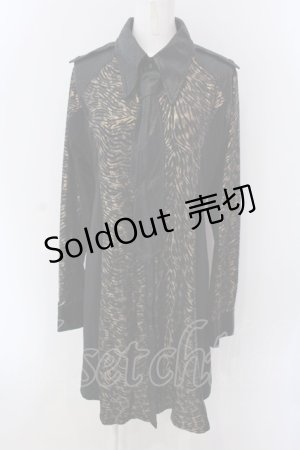 画像: Qutie Frash / ネクタイ付きシャツワンピース  ブラック×ゴールド O-25-04-05-003-QU-SK-OW-OS