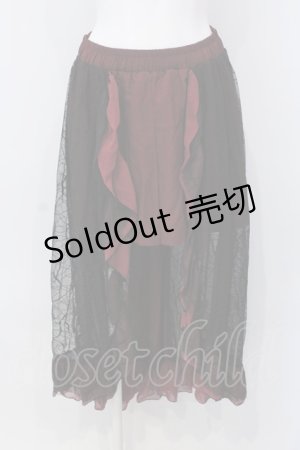 画像: Qutie Frash / メッシュアシメスカート  レッド O-25-04-05-027-QU-SK-OW-OS