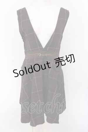 画像: axes femme / チェックVネックジャンスカ M ブラウン O-25-04-07-036-AX-OP-OW-OS